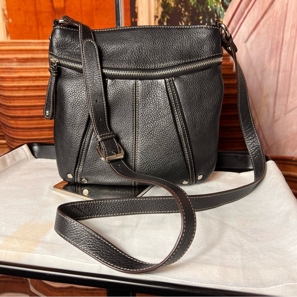 Tiganello Black Leather Crossbody Bag Organizer excellent condition
